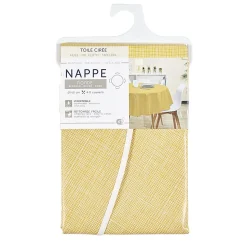 Nappe ronde toile cirée effet tissé jaune