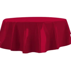 Nappe ronde toile cirée rouge unie