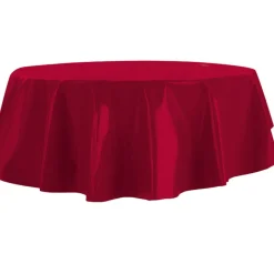 Nappe ronde toile cirée rouge unie