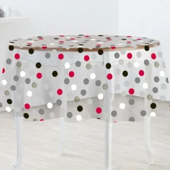 Nappe ronde transparente motifs ronds colorés