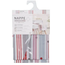 Nappe ronde transparente motif rayures et pois multicolores