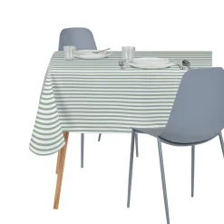 Nappe tissu jacquard rayure vert et blanc 140x250cm