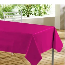 Nappe toile cirée rectangulaire rose fuchsia unie