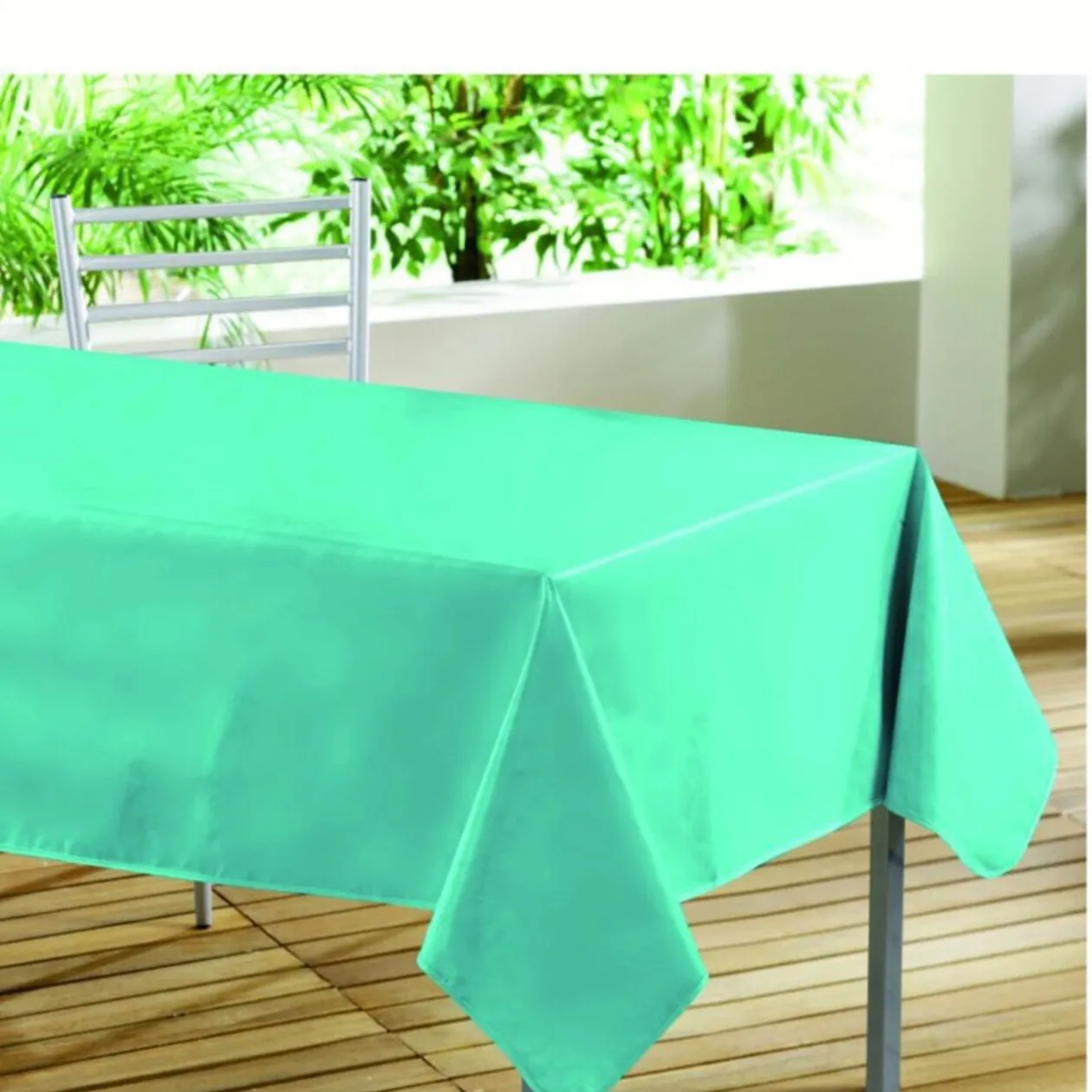 Nappe toile cirée rectangulaire bleue turquoise unie