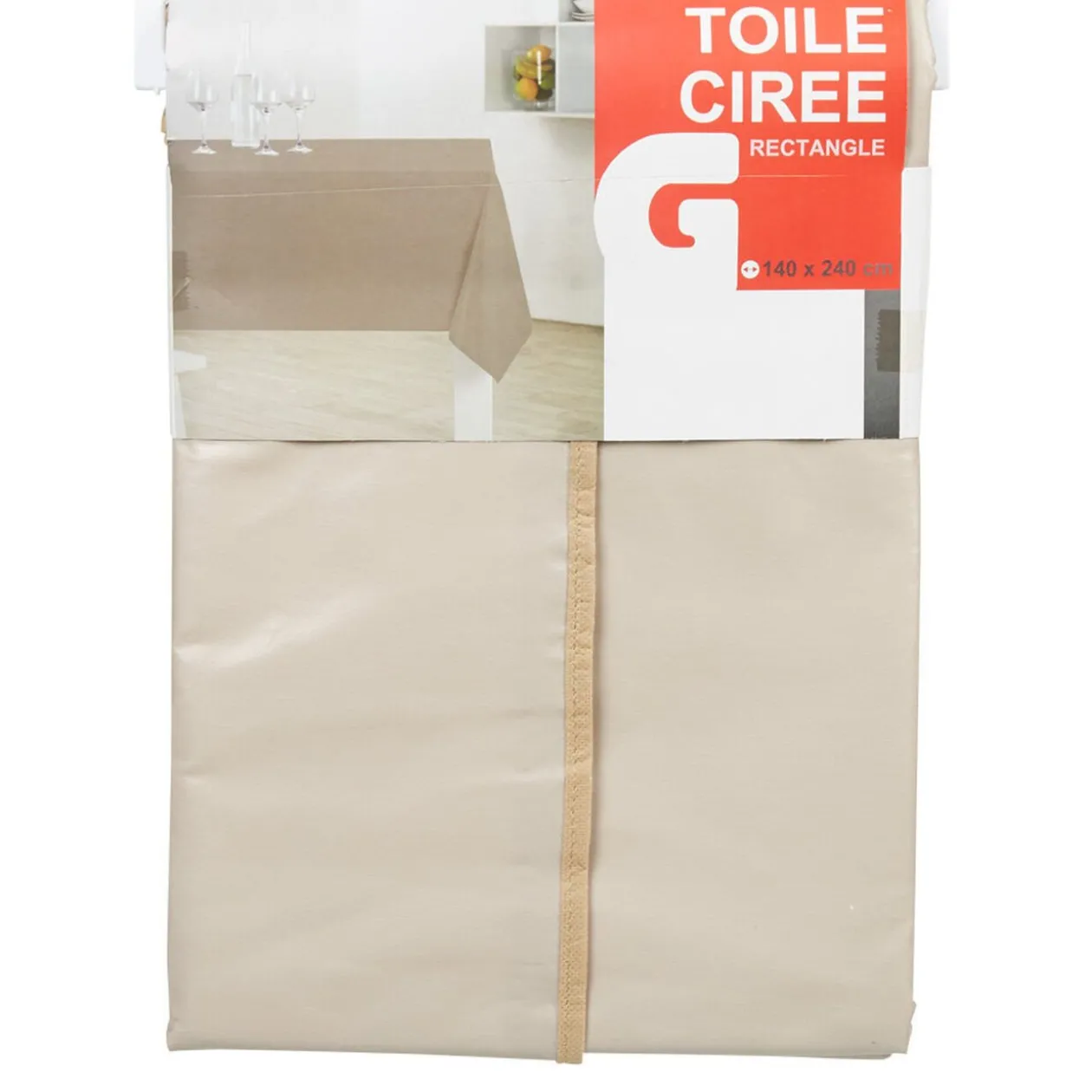 Nappe toile cirée rectangulaire uni beige