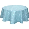 Nappe toile cirée ronde bleue turquoise à pois blancs