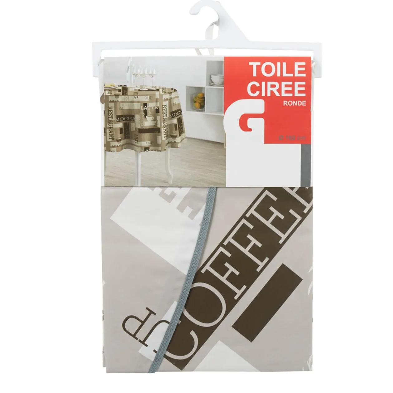 Nappe toile cirée ronde motif café
