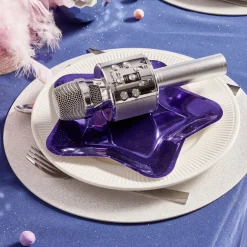 Nappe étoile 140x250cm polyester bleu nuit et doré