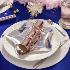 Nappe étoile 140x250cm polyester bleu nuit et doré