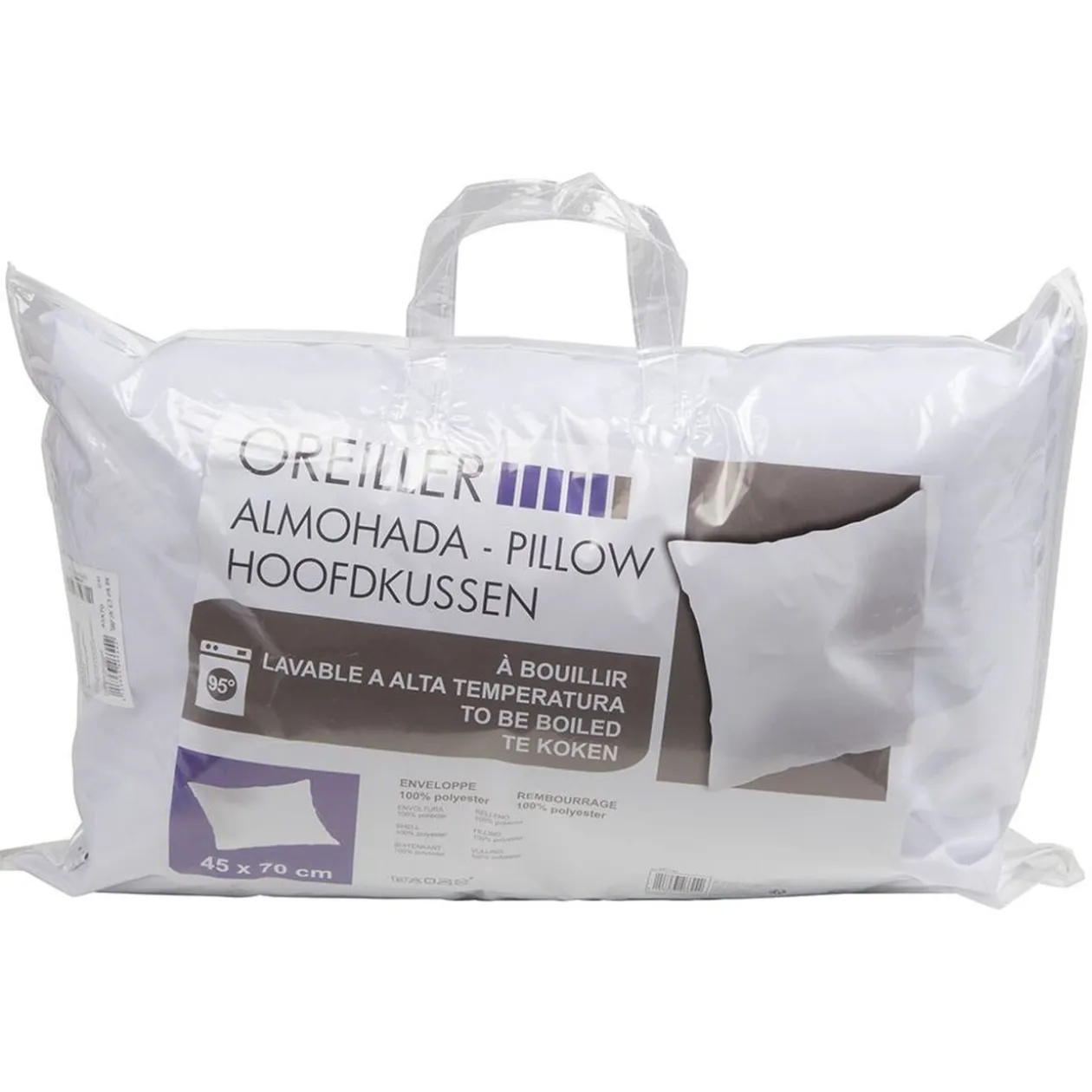 Oreiller à bouillir rectangulaire blanc 45x70 cm