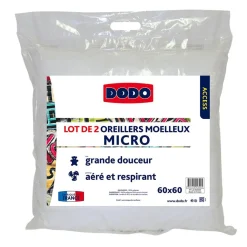Oreiller carré moelleux Dodo blanc x2