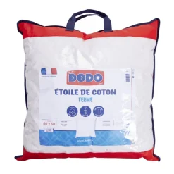 Oreiller ferme 60 x 60 cm blanc DODO enveloppe coton