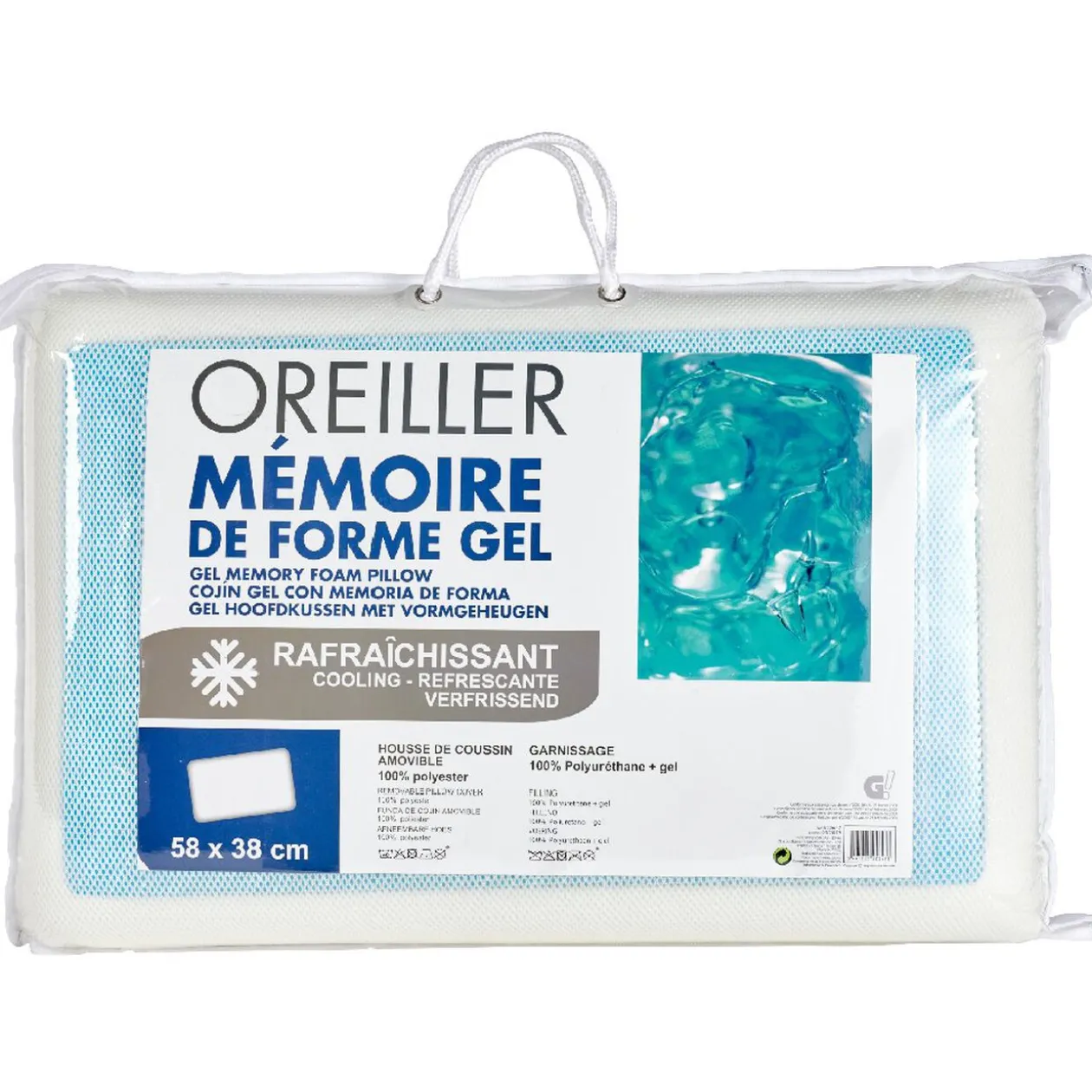 Oreiller mémoire de forme gel rafraîchissant