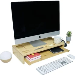 Organiseur pour ordinateur de bureau en bambou 60x30xH11 cm
