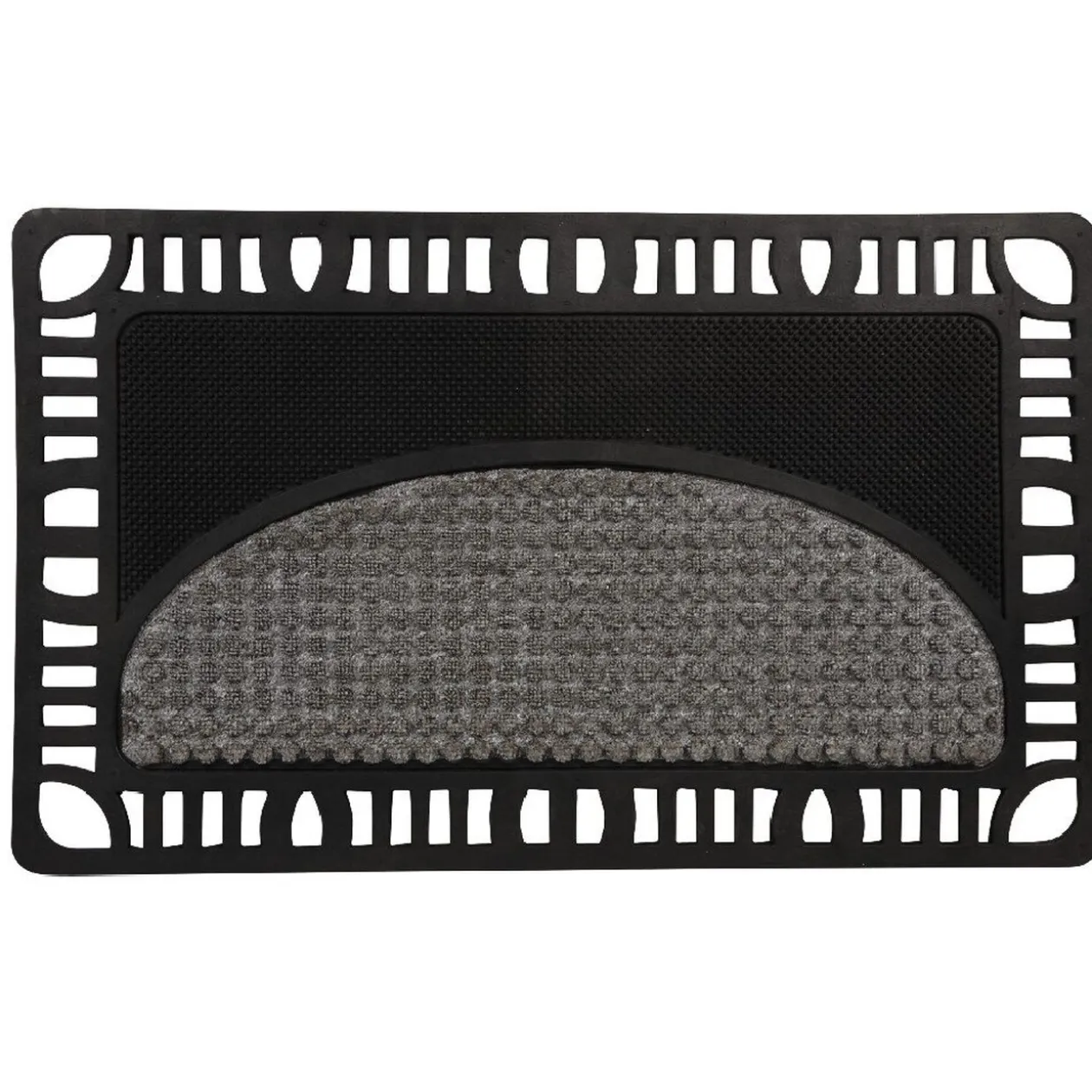Paillasson bi matière gris noir