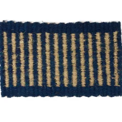 Paillasson coco tricot bleu et beige