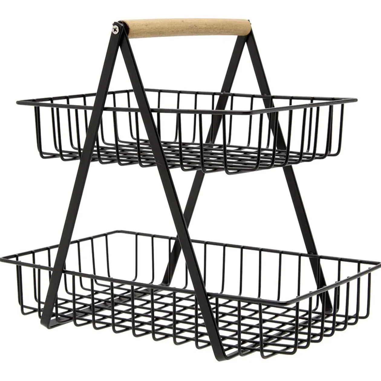 Panier à fruits 2 niveaux noir et naturel