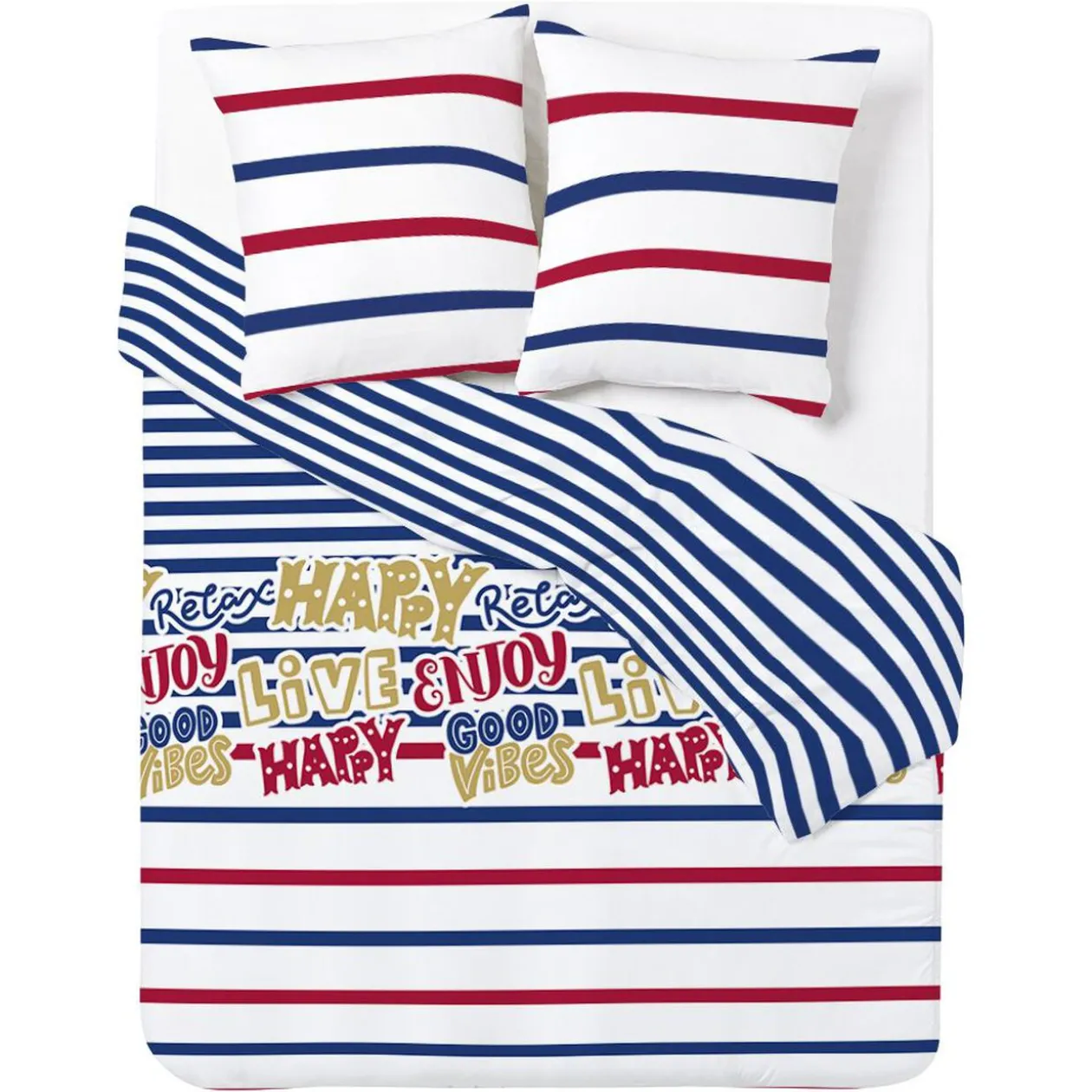 Parure 2 personnes 100% coton finition bouton 200x200cm