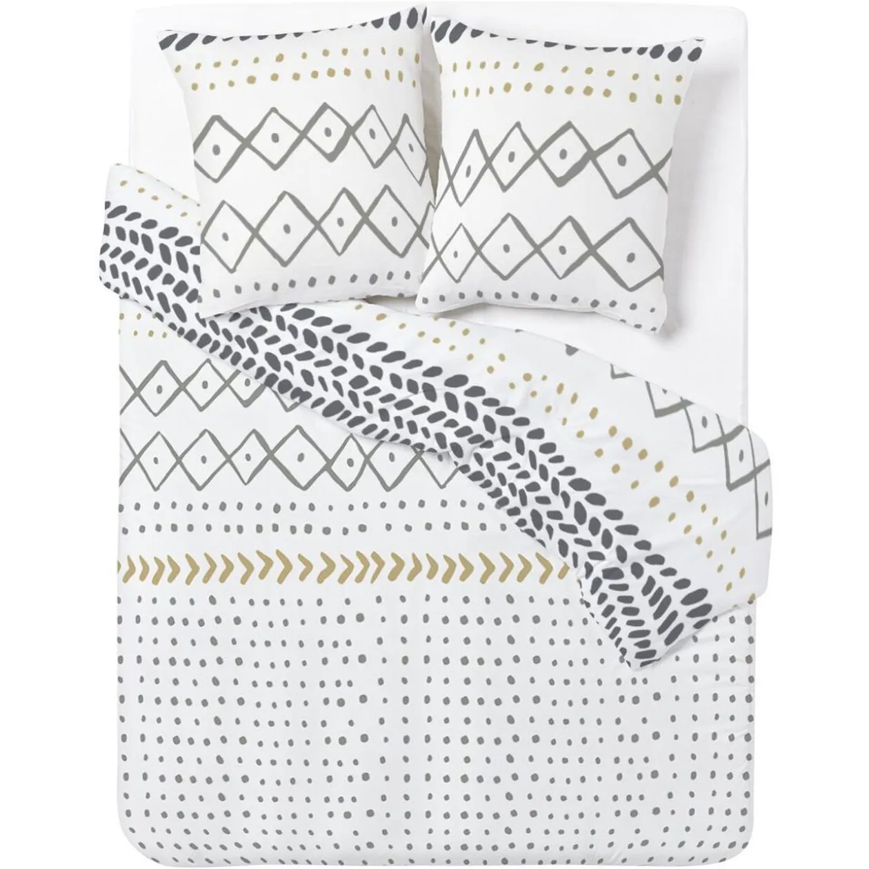 Parure 2 personnes 100% coton finition bouton 240x220cm