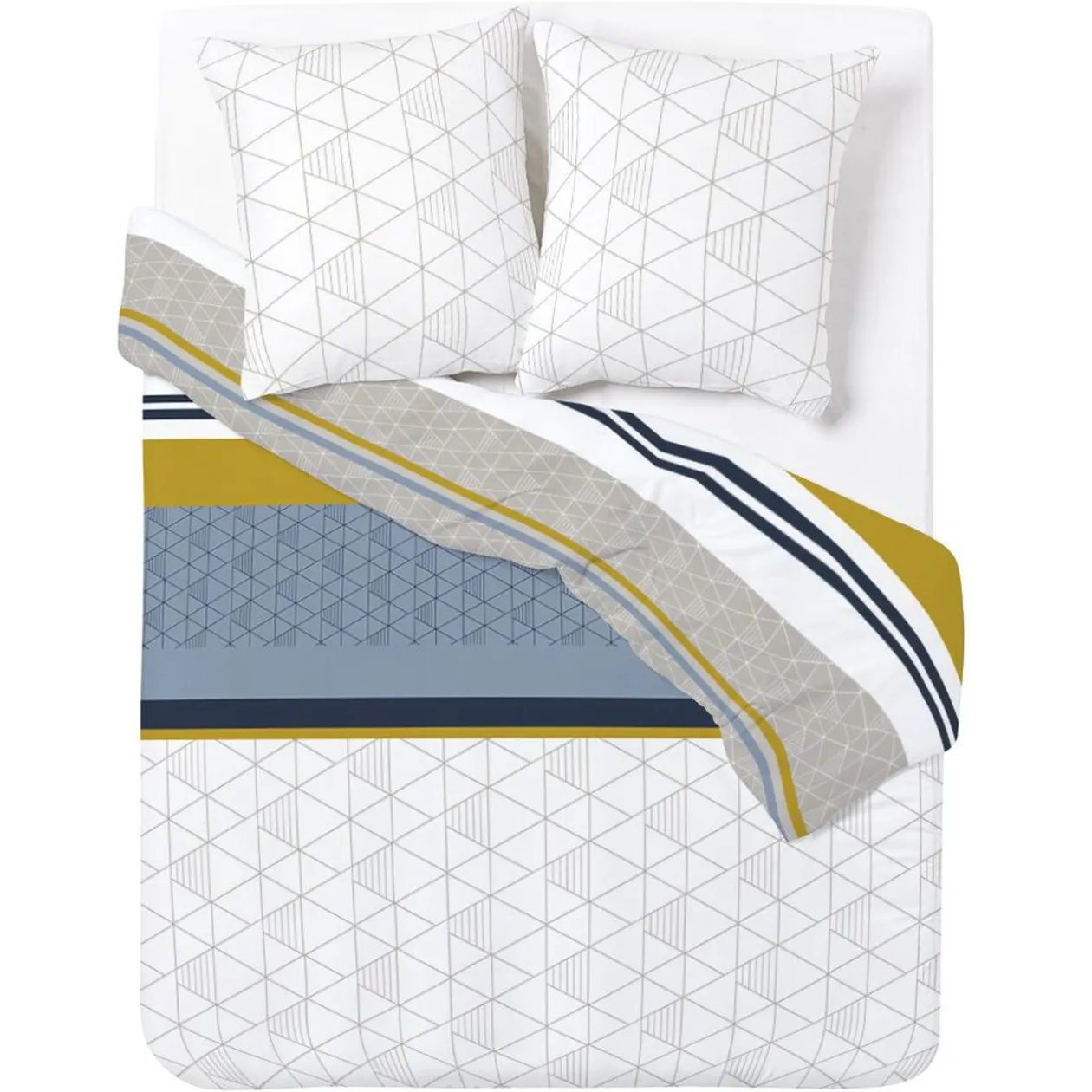 Parure 2 personnes 100% coton finition bouton 240x220cm