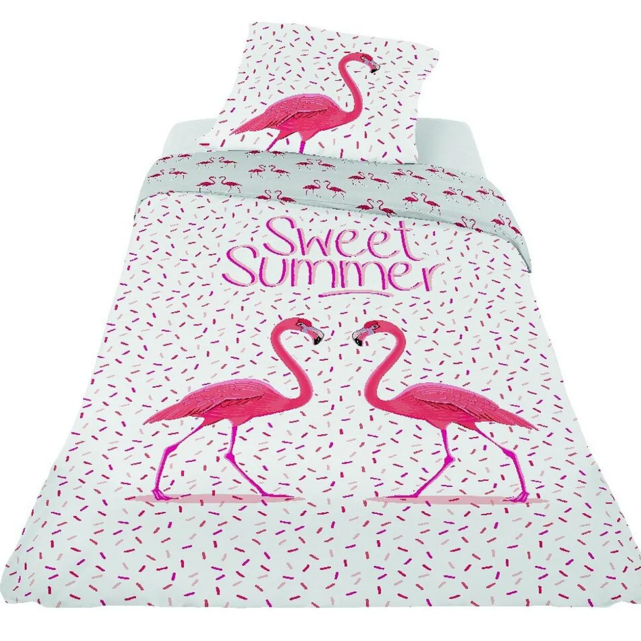 Parure de lit 1 personne flamant rose