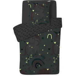 Parure de lit 1 personne phosphorescente finition bouton 140x200cm