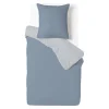 Parure de lit 1 personne 140x200cm polycoton réversible bleu