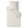 Parure de lit 1 personne 140x200cm motif pois beige