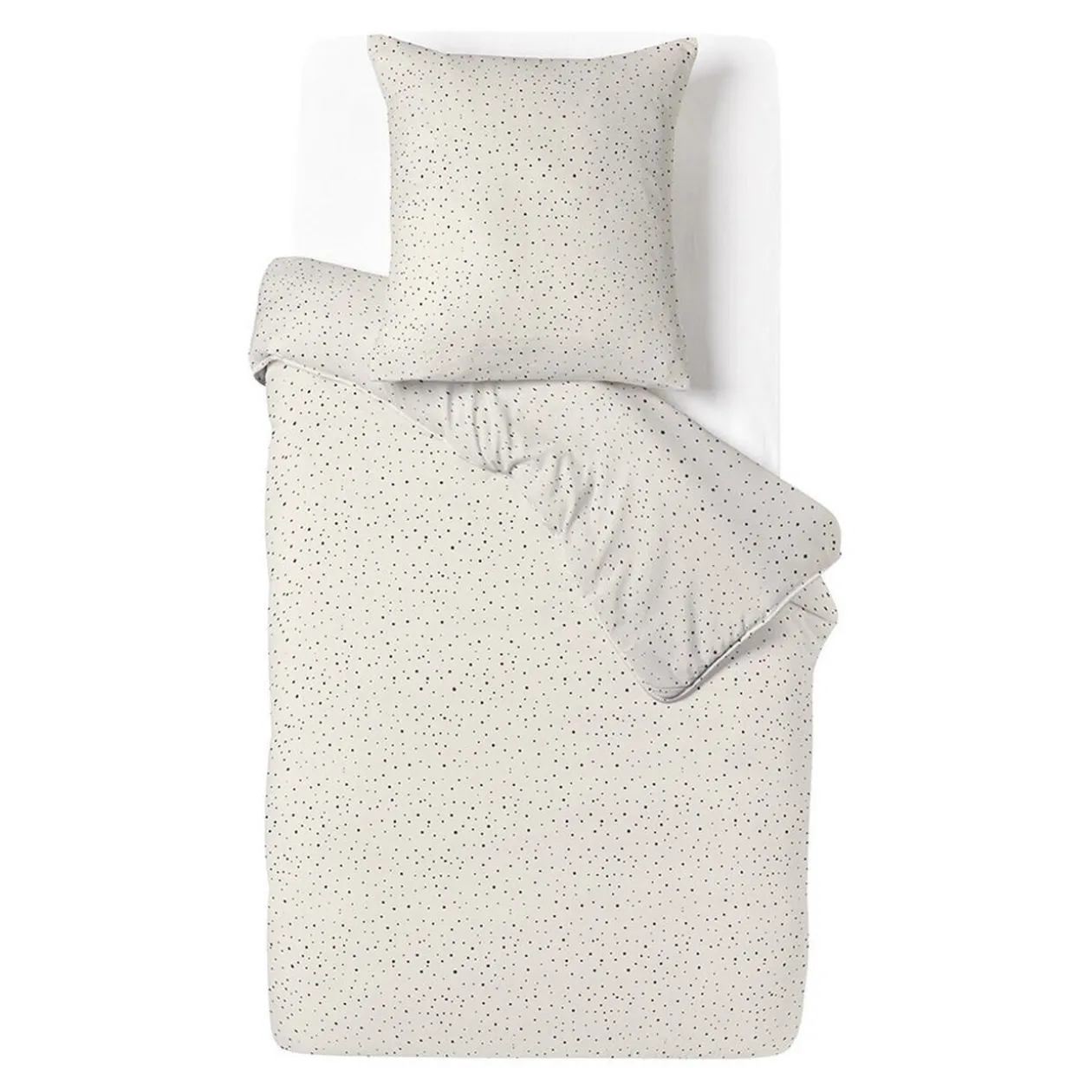 Parure de lit 1 personne 140x200cm motif pois beige