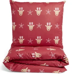 Parure de lit 1 personne 140x200cm Noël traditionnel rouge et blanc