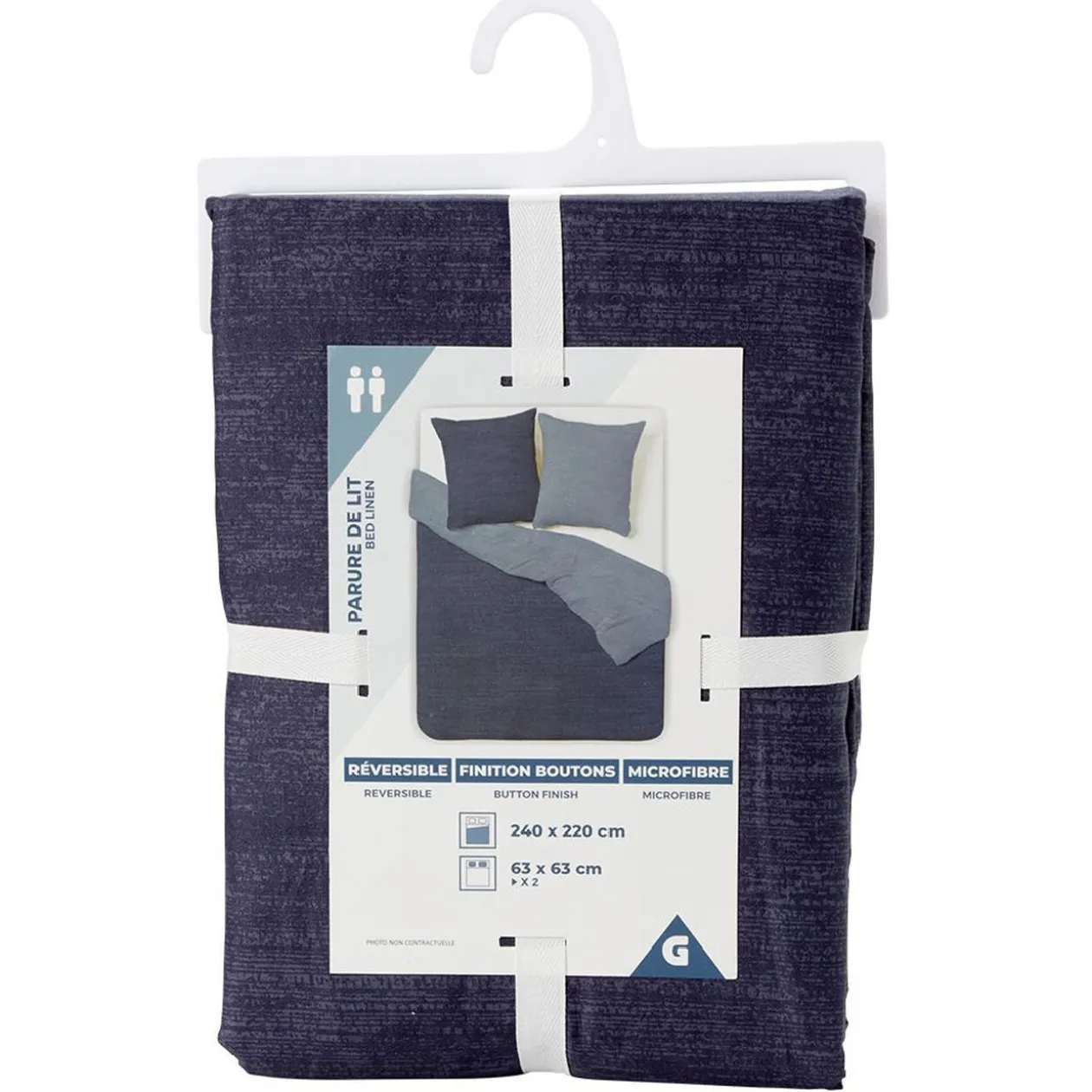 Parure de lit 2 personnes bicolore 240x220cm