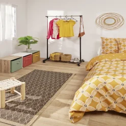 Parure de lit 2 personnes 200x200cm polycoton carreau de ciment marron