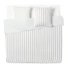 Parure de lit 2 personnes 260x240cm réversible rayure beige et blanc