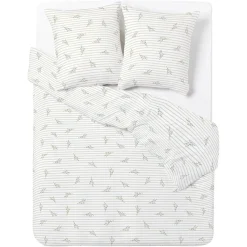 Parure de lit 2 personnes 240x220cm myosotis rayure beige