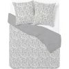 Parure de lit 2 personnes 240x220cm réversible motif feuillage gris