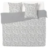 Parure de lit 2 personnes 260x240cm réversible motif feuillage gris