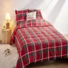Parure de lit 2 personnes 240x220cm Noël tartan rouge