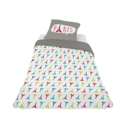Parure de lit 1 place design Tour Eiffel Paris