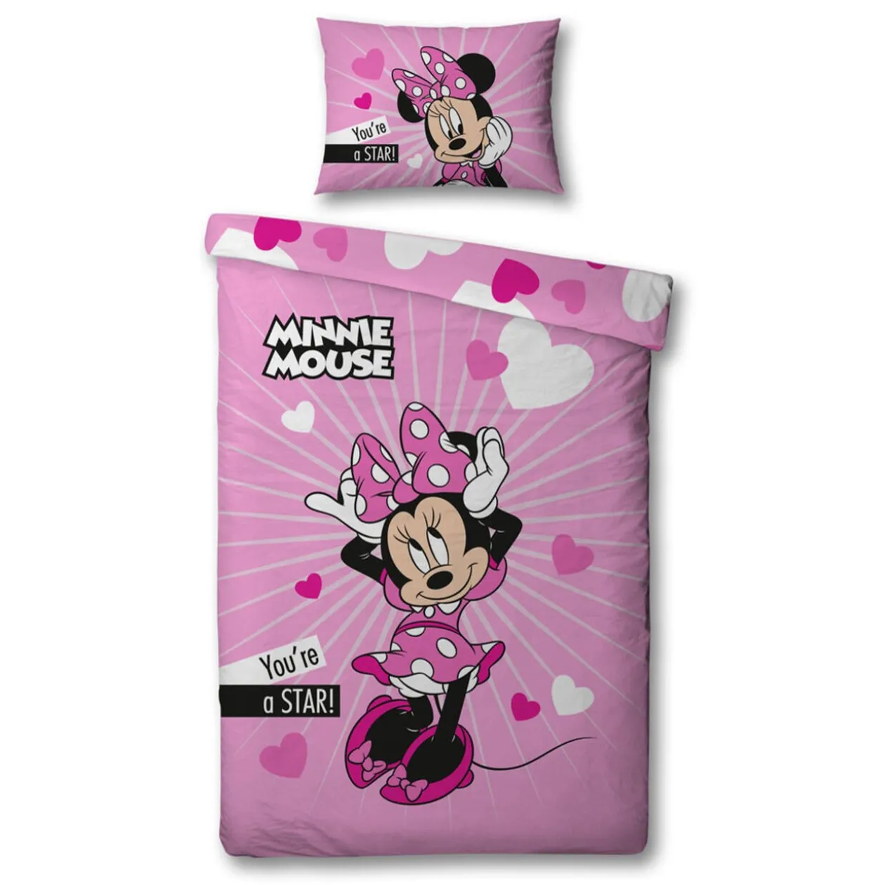 Parure de lit 1 place Disney Princesse rose