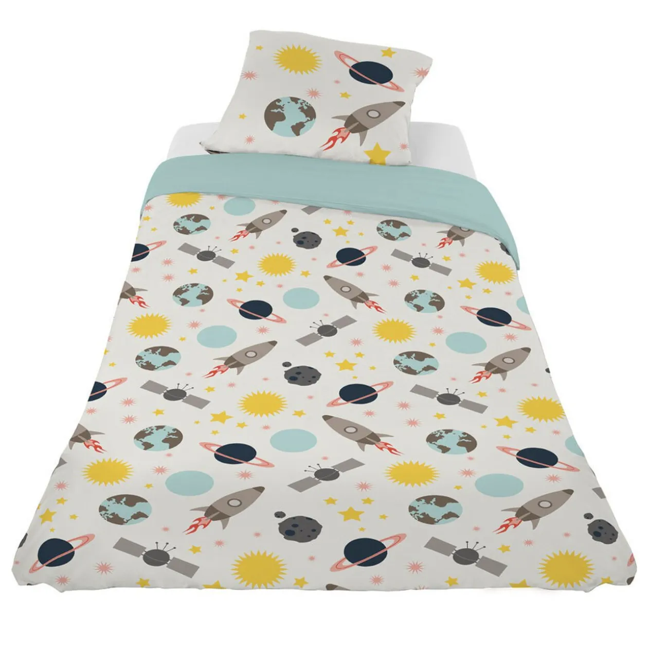 Parure de lit 1 place motif fusée