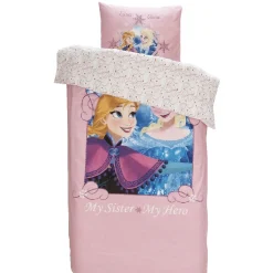 Parure de lit 1 place rose Reine des neiges Disney Frozen
