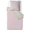 Parure de lit 1 place réversible beige et rose 140x200cm