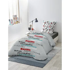 Parure de lit 1 place villes capitales