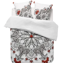 Parure de lit 2 places à pompons motif mandala jaune ou rouge