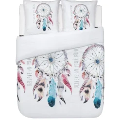 Parure de lit 2 places blanche imprimé attrape rêves