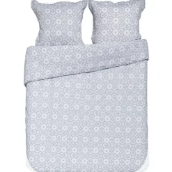 Parure de lit 2 places blanche imprimée arabesques grises