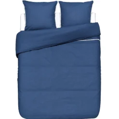 Parure de lit 2 places blanche finition pompons bleus