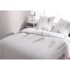 Parure de lit 2 places blanc motif plumes