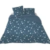 Parure de lit 2 places bleue motifs étoiles blanches