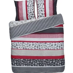 Parure de lit 2 places Caroline motif fleurs rayures